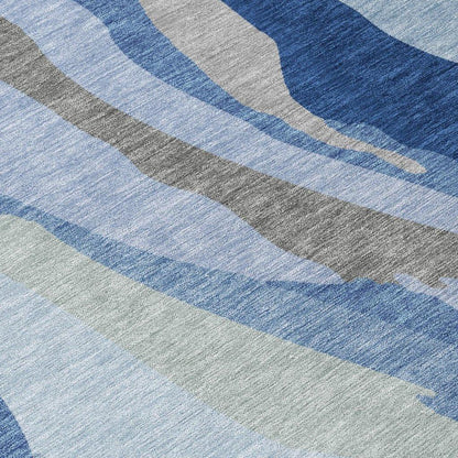 Petala Blue Washable Indoor-Outdoor Rug-Outdoor Rugs-LOOMLAN Rugs-LOOMLAN