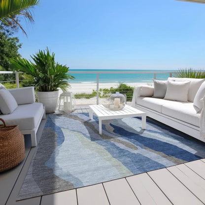 Petala Blue Washable Indoor-Outdoor Rug-Outdoor Rugs-LOOMLAN Rugs-LOOMLAN