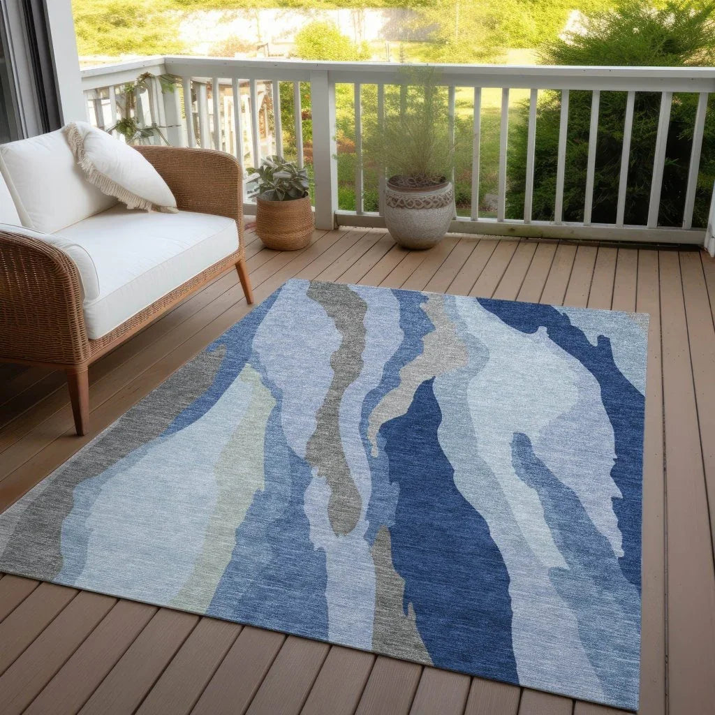 Petala Blue Washable Indoor-Outdoor Rug-Outdoor Rugs-LOOMLAN Rugs-LOOMLAN