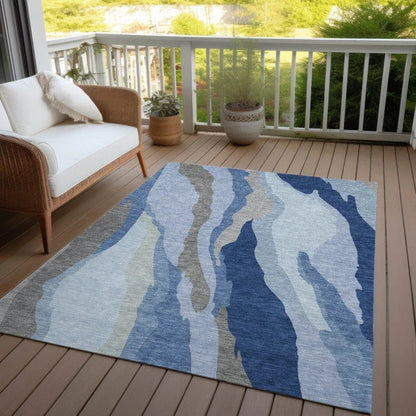 Petala Blue Washable Indoor-Outdoor Rug-Outdoor Rugs-LOOMLAN Rugs-LOOMLAN