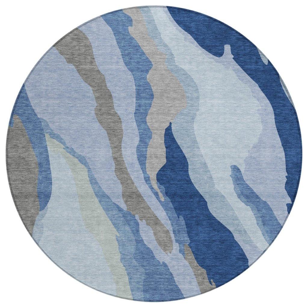 Petala Blue Washable Indoor-Outdoor Rug-Outdoor Rugs-LOOMLAN Rugs-8' x 8'-LOOMLAN