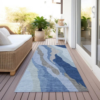 Petala Blue Washable Indoor-Outdoor Rug-Outdoor Rugs-LOOMLAN Rugs-LOOMLAN