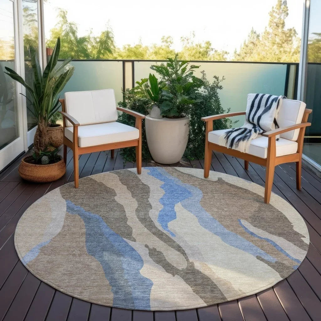Petala Brown Washable Indoor-Outdoor Rug-Outdoor Rugs-LOOMLAN Rugs-LOOMLAN