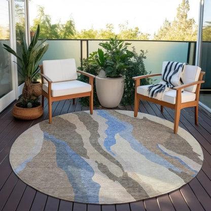 Petala Brown Washable Indoor-Outdoor Rug-Outdoor Rugs-LOOMLAN Rugs-LOOMLAN