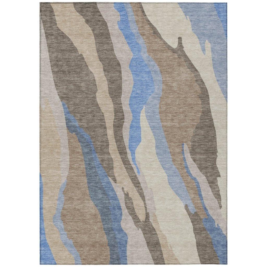 Petala Brown Washable Indoor-Outdoor Rug-Outdoor Rugs-LOOMLAN Rugs-2'6" x 3'10"-LOOMLAN