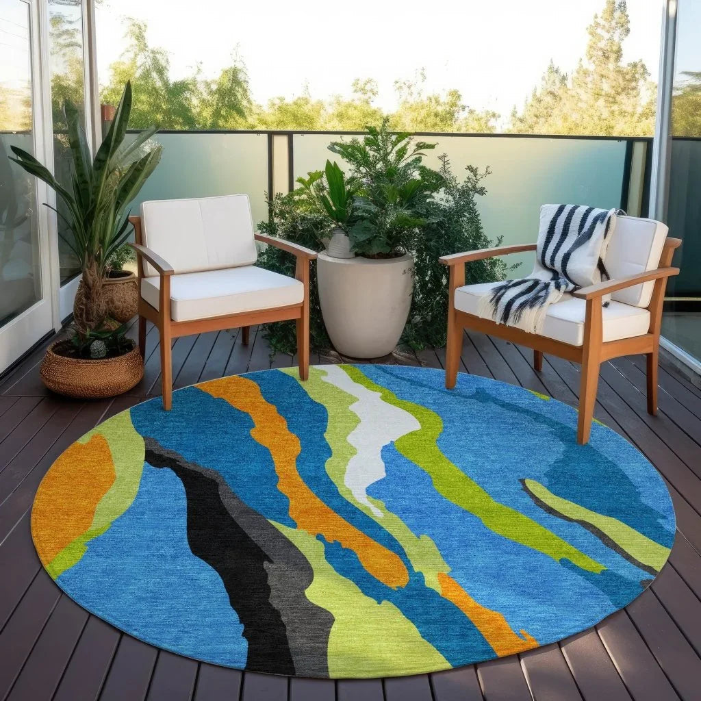 Petala Denim Washable Indoor-Outdoor Rug-Outdoor Rugs-LOOMLAN Rugs-LOOMLAN