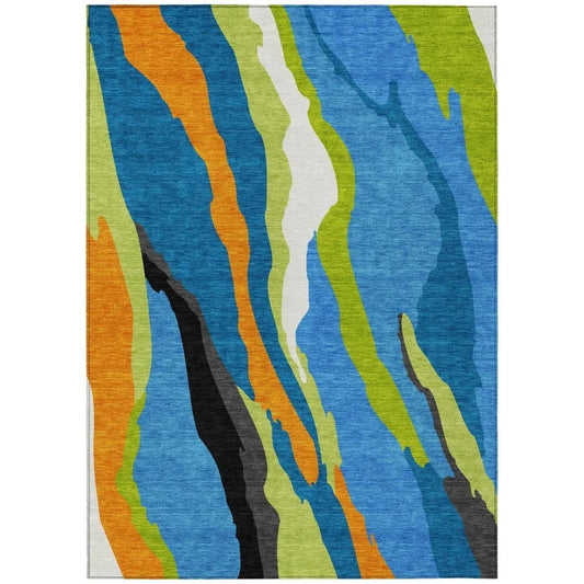 Petala Denim Washable Indoor-Outdoor Rug-Outdoor Rugs-LOOMLAN Rugs-2'6" x 3'10"-LOOMLAN