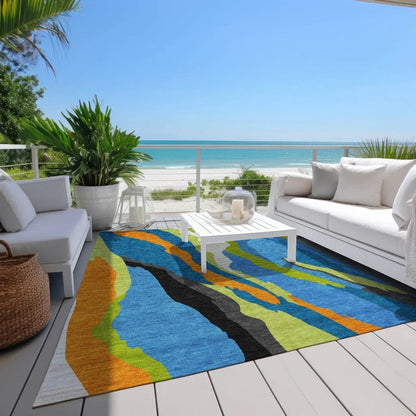 Petala Denim Washable Indoor-Outdoor Rug-Outdoor Rugs-LOOMLAN Rugs-LOOMLAN