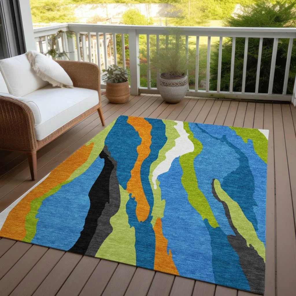 Petala Denim Washable Indoor-Outdoor Rug-Outdoor Rugs-LOOMLAN Rugs-LOOMLAN