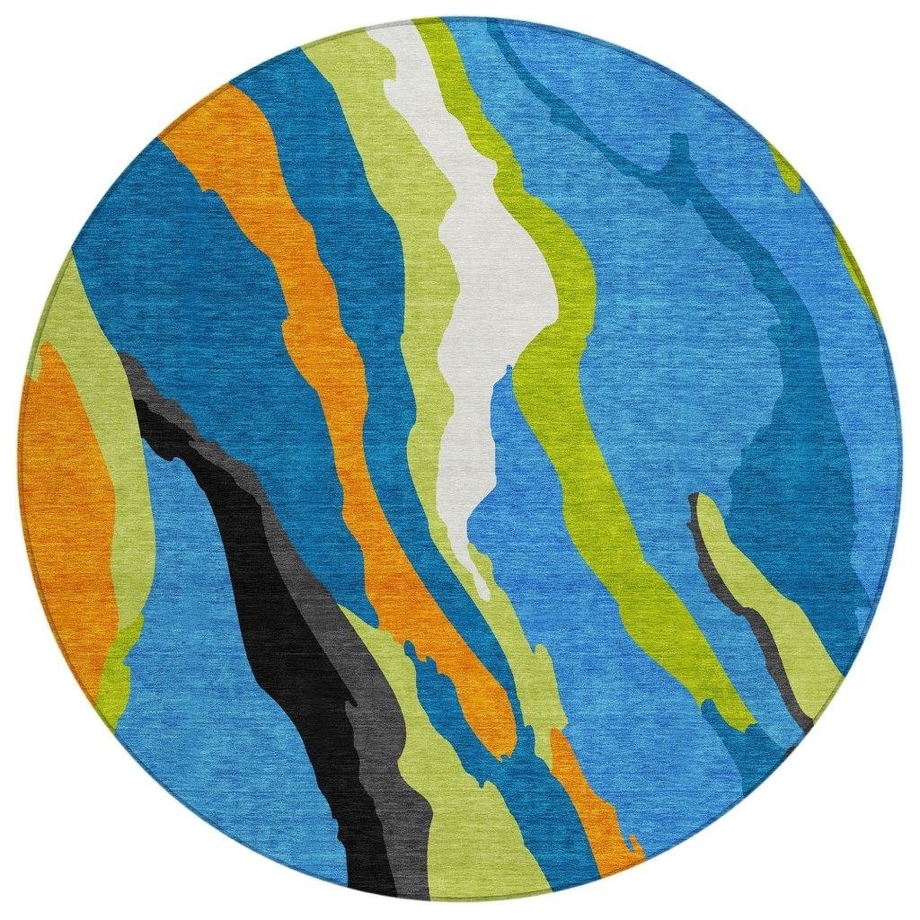 Petala Denim Washable Indoor-Outdoor Rug-Outdoor Rugs-LOOMLAN Rugs-8' x 8'-LOOMLAN