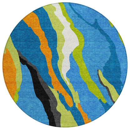 Petala Denim Washable Indoor-Outdoor Rug-Outdoor Rugs-LOOMLAN Rugs-8' x 8'-LOOMLAN