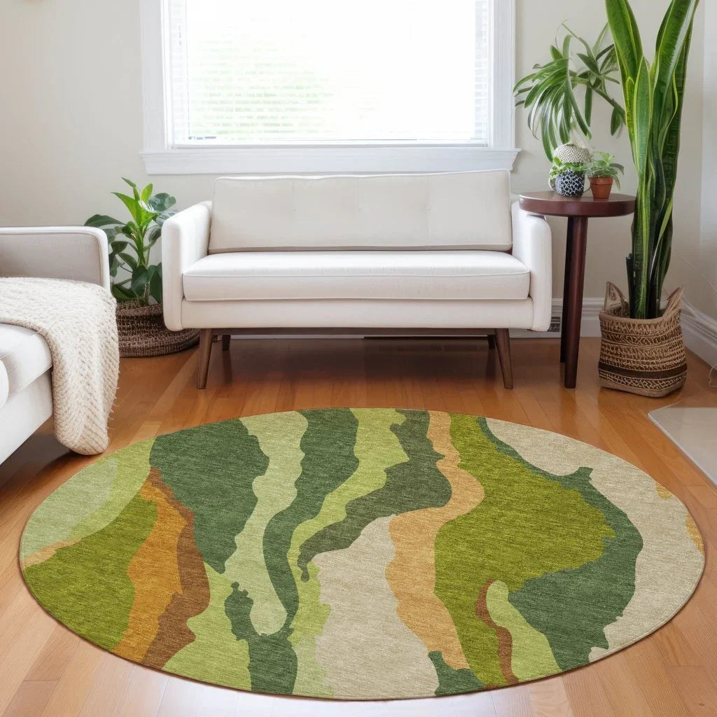 Petala Green Washable Indoor-Outdoor Rug-Outdoor Rugs-LOOMLAN Rugs-LOOMLAN