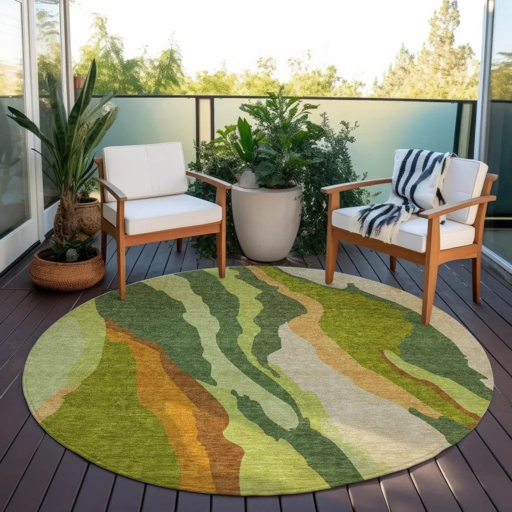 Petala Green Washable Indoor-Outdoor Rug-Outdoor Rugs-LOOMLAN Rugs-LOOMLAN