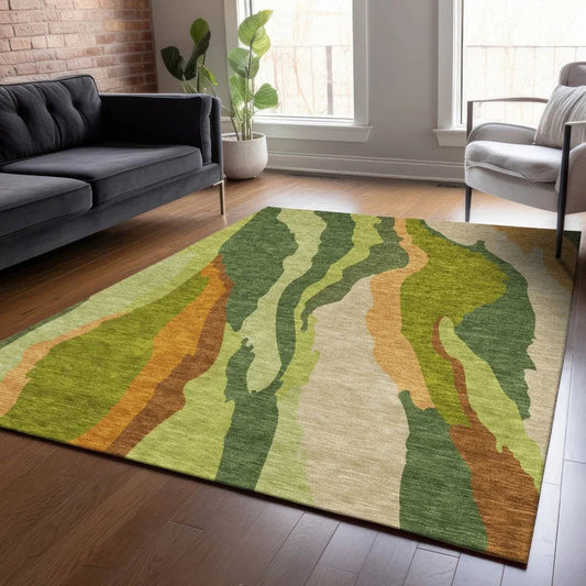 Petala Green Washable Indoor-Outdoor Rug-Outdoor Rugs-LOOMLAN Rugs-LOOMLAN