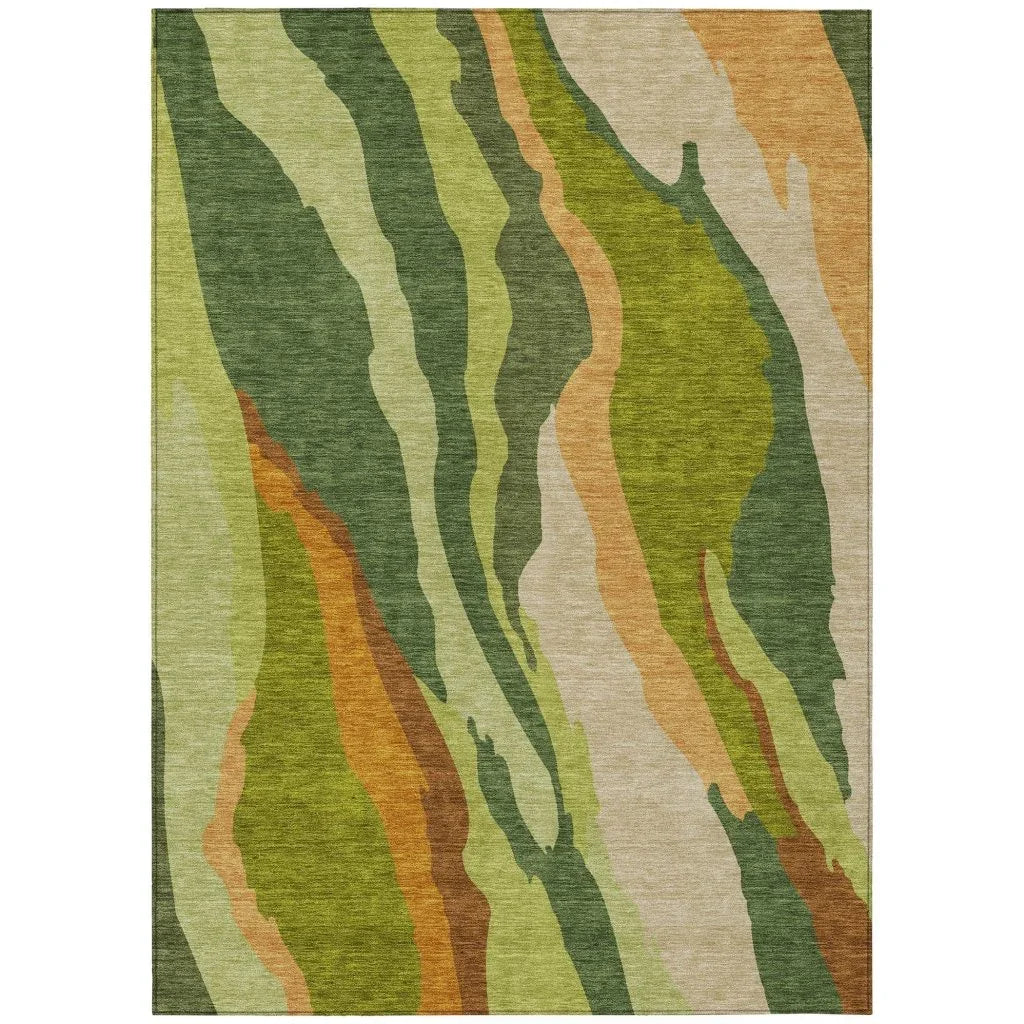 Petala Green Washable Indoor-Outdoor Rug-Outdoor Rugs-LOOMLAN Rugs-2'6" x 3'10"-LOOMLAN