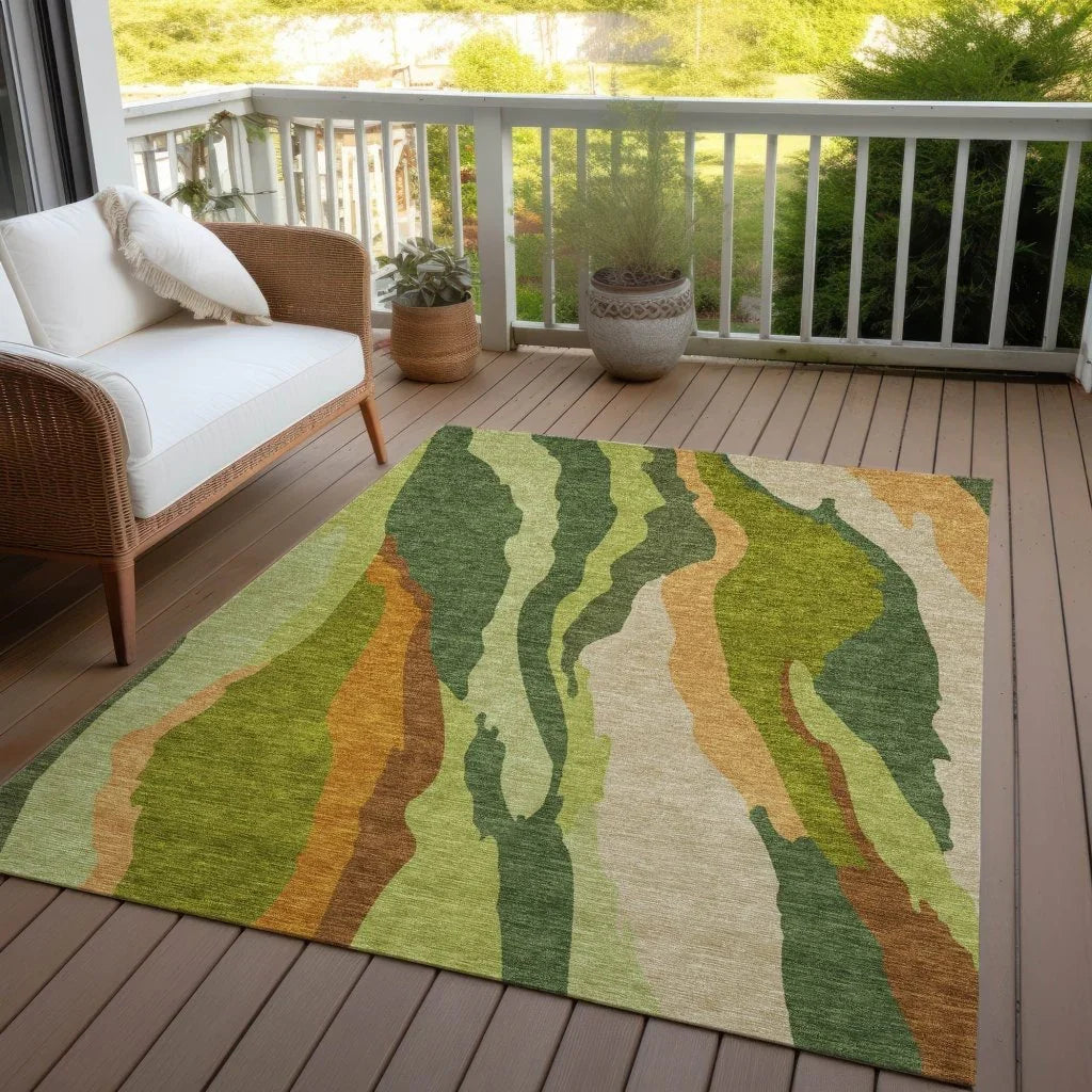 Petala Green Washable Indoor-Outdoor Rug-Outdoor Rugs-LOOMLAN Rugs-LOOMLAN