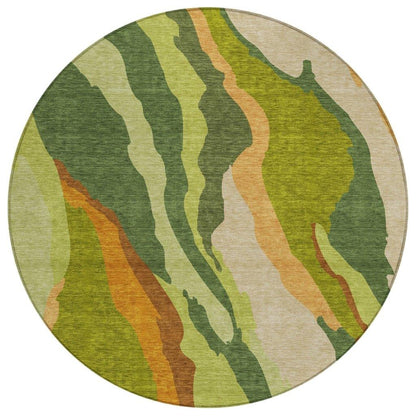 Petala Green Washable Indoor-Outdoor Rug-Outdoor Rugs-LOOMLAN Rugs-8' x 8'-LOOMLAN