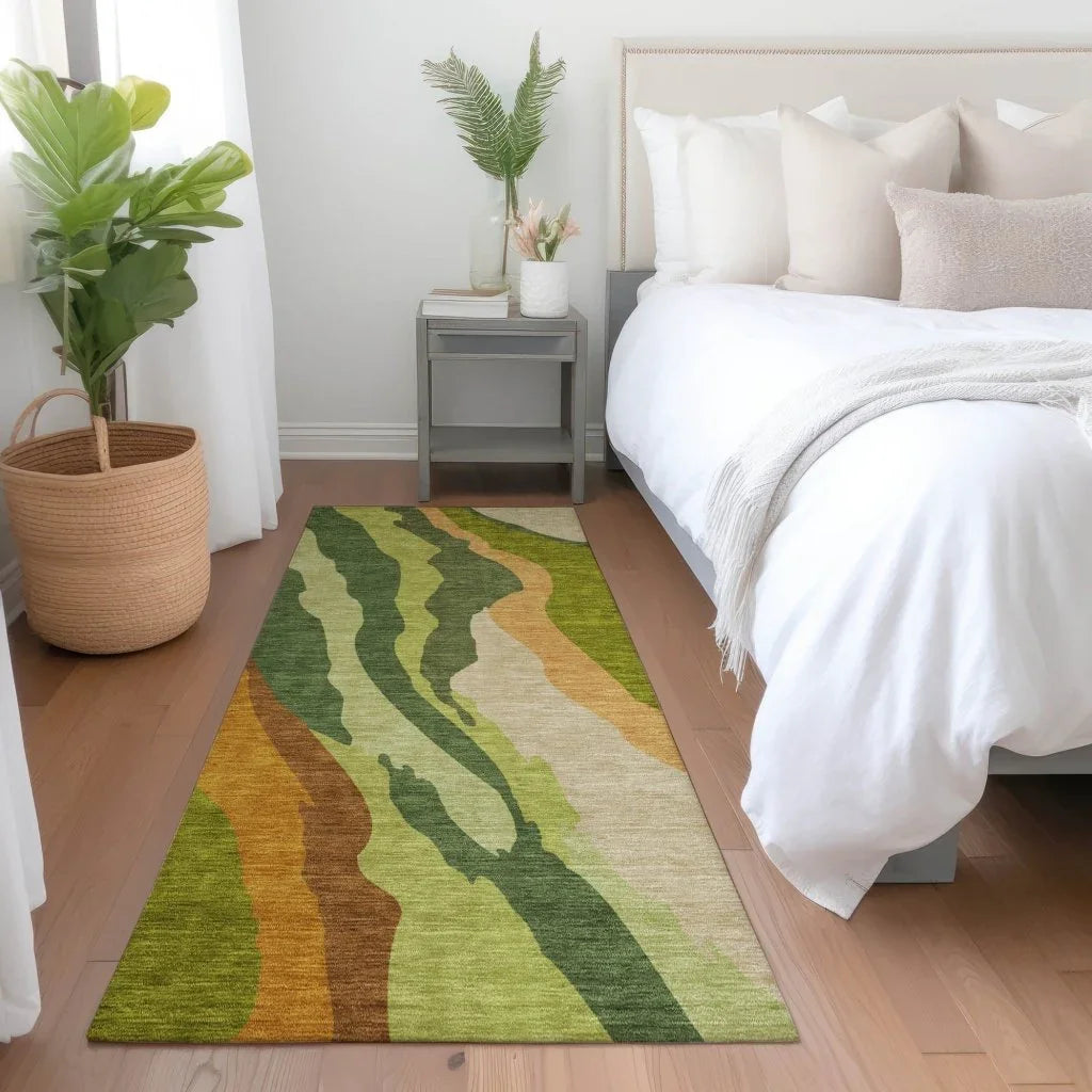Petala Green Washable Indoor-Outdoor Rug-Outdoor Rugs-LOOMLAN Rugs-LOOMLAN