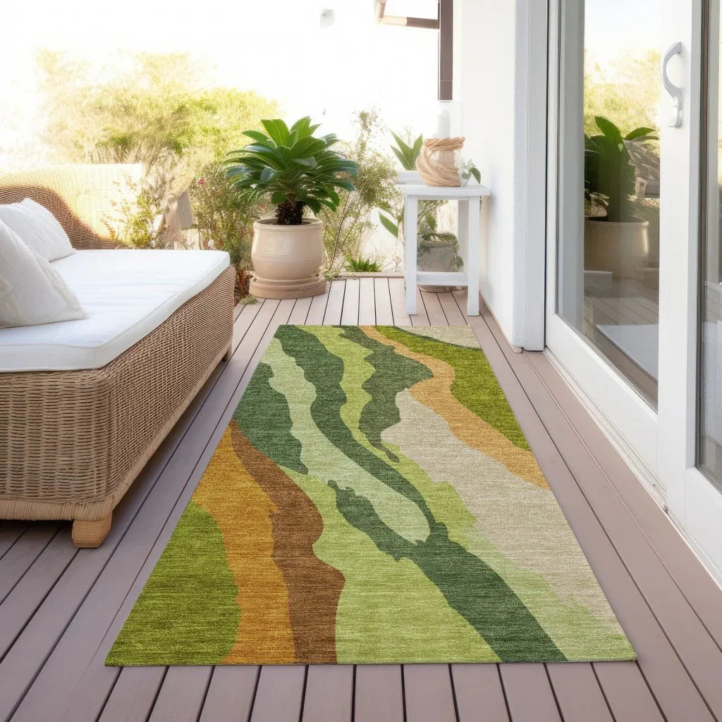 Petala Green Washable Indoor-Outdoor Rug-Outdoor Rugs-LOOMLAN Rugs-LOOMLAN