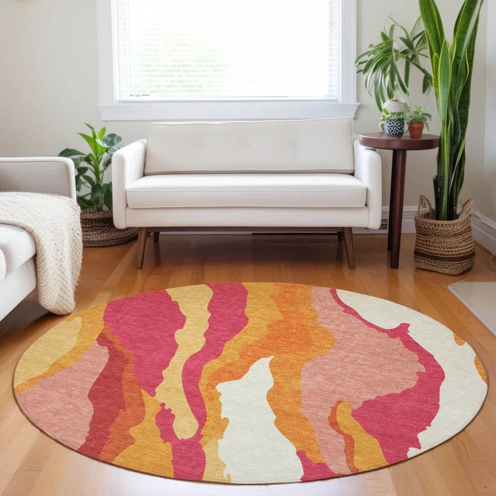 Petala Pink Washable Indoor-Outdoor Rug-Outdoor Rugs-LOOMLAN Rugs-LOOMLAN