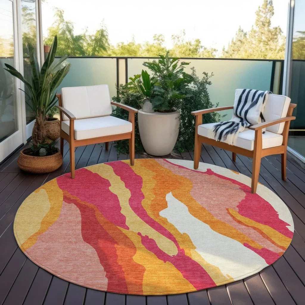 Petala Pink Washable Indoor-Outdoor Rug-Outdoor Rugs-LOOMLAN Rugs-LOOMLAN