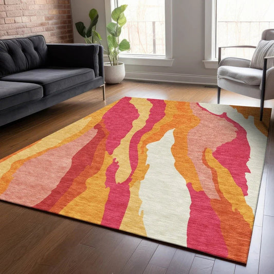 Petala Pink Washable Indoor-Outdoor Rug-Outdoor Rugs-LOOMLAN Rugs-LOOMLAN
