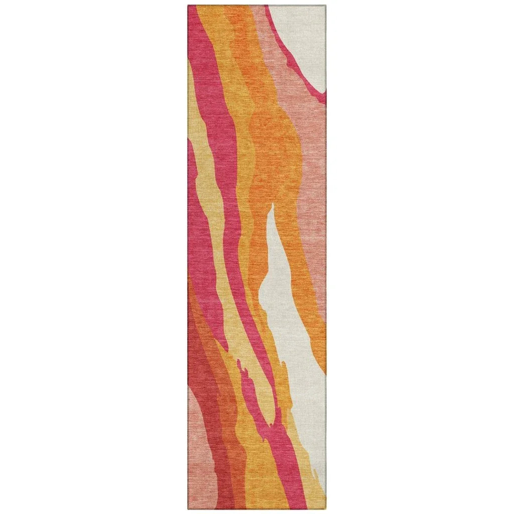 Petala Pink Washable Indoor-Outdoor Rug-Outdoor Rugs-LOOMLAN Rugs-2'3" x 7'6"-LOOMLAN