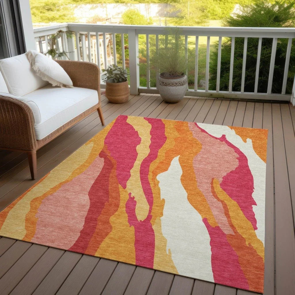 Petala Pink Washable Indoor-Outdoor Rug-Outdoor Rugs-LOOMLAN Rugs-LOOMLAN