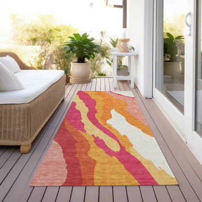 Petala Pink Washable Indoor-Outdoor Rug-Outdoor Rugs-LOOMLAN Rugs-LOOMLAN