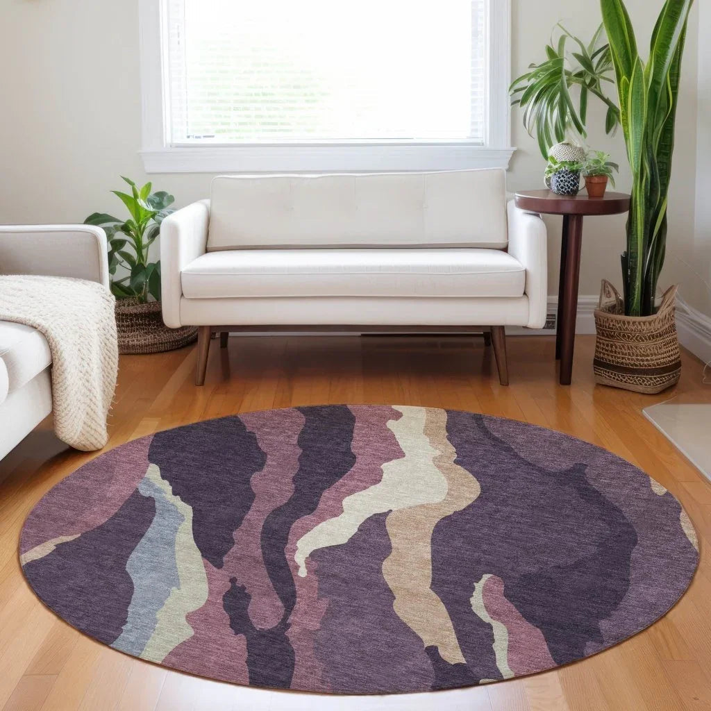 Petala Plum Washable Indoor-Outdoor Rug-Outdoor Rugs-LOOMLAN Rugs-LOOMLAN