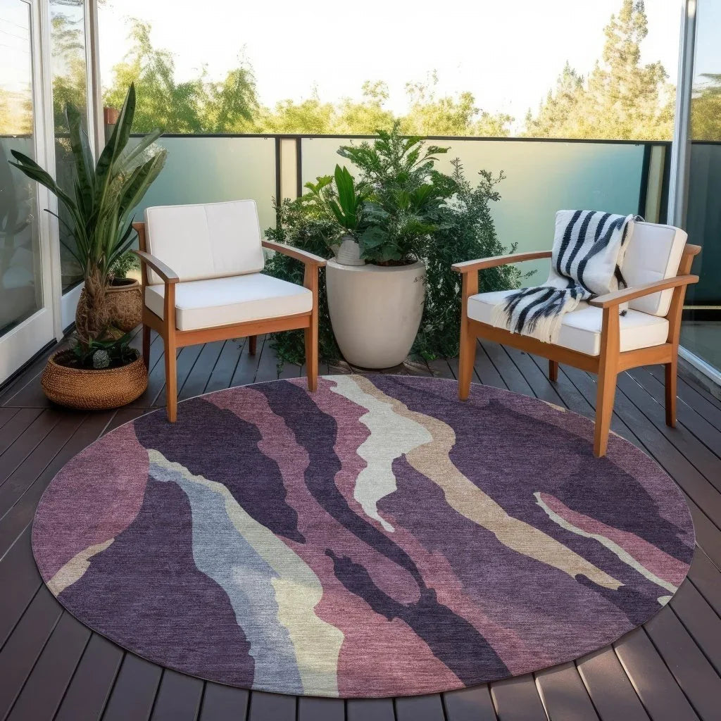 Petala Plum Washable Indoor-Outdoor Rug-Outdoor Rugs-LOOMLAN Rugs-LOOMLAN
