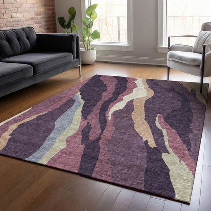 Petala Plum Washable Indoor-Outdoor Rug-Outdoor Rugs-LOOMLAN Rugs-LOOMLAN