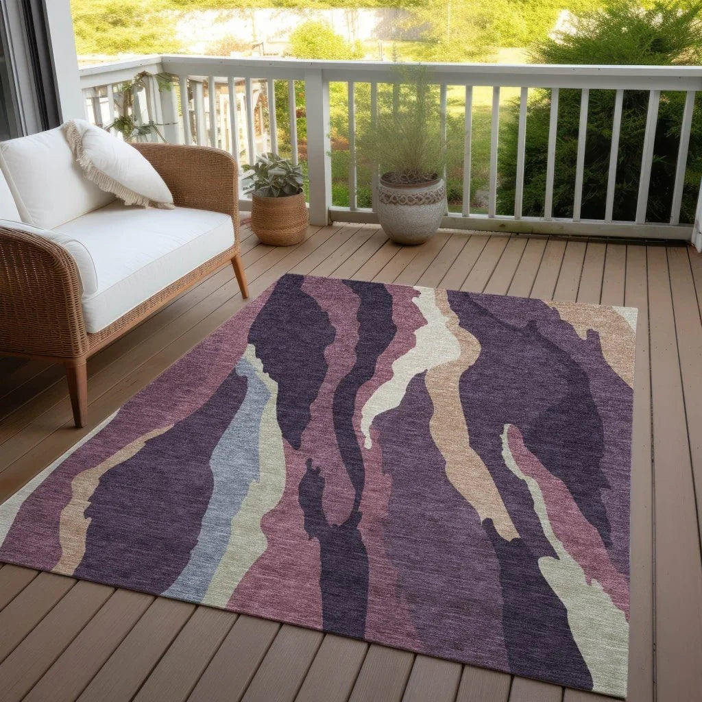Petala Plum Washable Indoor-Outdoor Rug-Outdoor Rugs-LOOMLAN Rugs-LOOMLAN