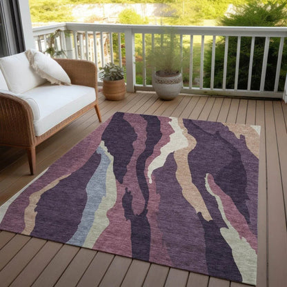 Petala Plum Washable Indoor-Outdoor Rug-Outdoor Rugs-LOOMLAN Rugs-LOOMLAN