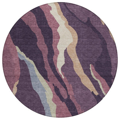 Petala Plum Washable Indoor-Outdoor Rug-Outdoor Rugs-LOOMLAN Rugs-8' x 8'-LOOMLAN