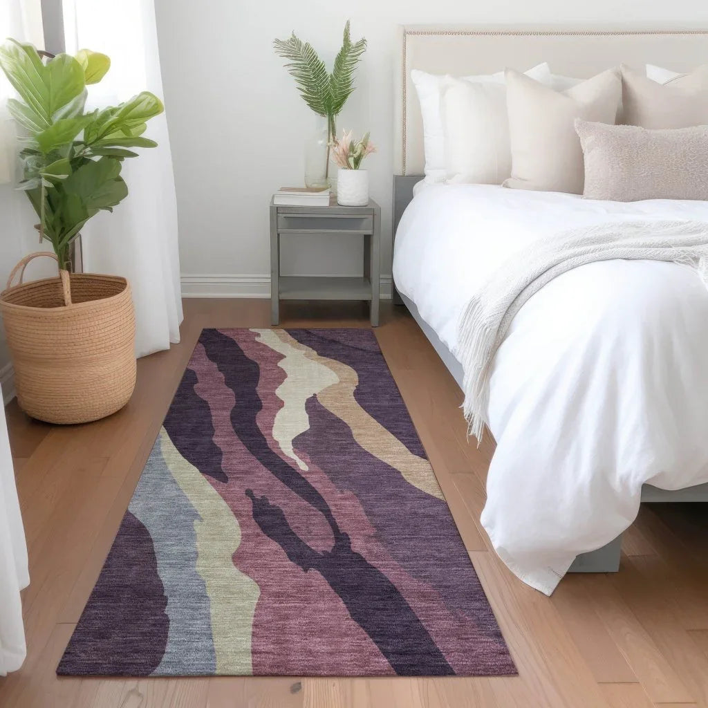 Petala Plum Washable Indoor-Outdoor Rug-Outdoor Rugs-LOOMLAN Rugs-LOOMLAN