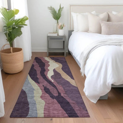 Petala Plum Washable Indoor-Outdoor Rug-Outdoor Rugs-LOOMLAN Rugs-LOOMLAN