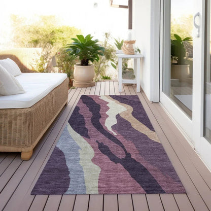 Petala Plum Washable Indoor-Outdoor Rug-Outdoor Rugs-LOOMLAN Rugs-LOOMLAN
