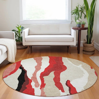 Petala Red Washable Indoor-Outdoor Rug-Outdoor Rugs-LOOMLAN Rugs-LOOMLAN