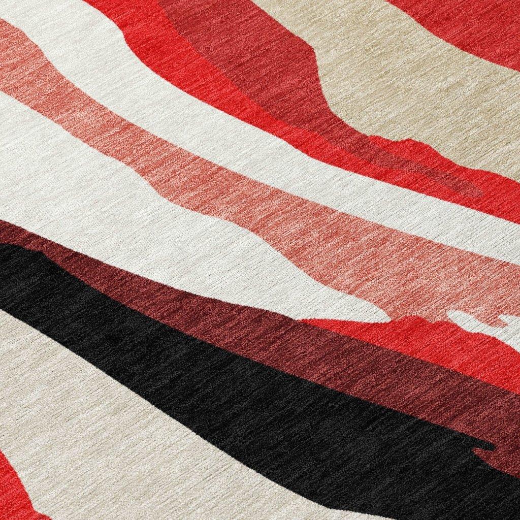 Petala Red Washable Indoor-Outdoor Rug-Outdoor Rugs-LOOMLAN Rugs-LOOMLAN