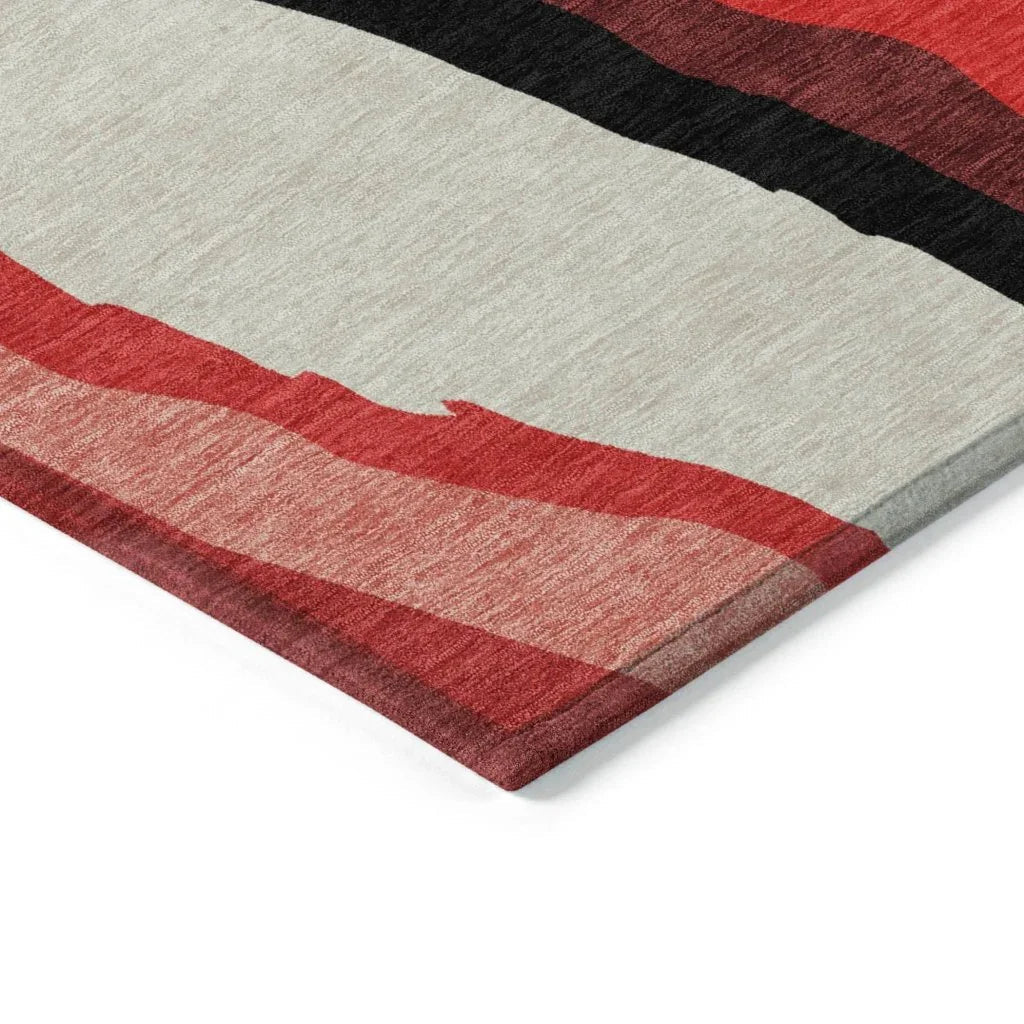 Petala Red Washable Indoor-Outdoor Rug-Outdoor Rugs-LOOMLAN Rugs-LOOMLAN