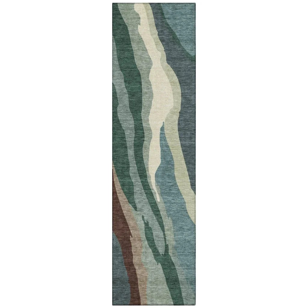 Petala Sage Washable Indoor-Outdoor Rug-Outdoor Rugs-LOOMLAN Rugs-2'3" x 7'6"-LOOMLAN