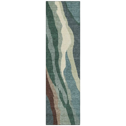 Petala Sage Washable Indoor-Outdoor Rug-Outdoor Rugs-LOOMLAN Rugs-2'3" x 7'6"-LOOMLAN