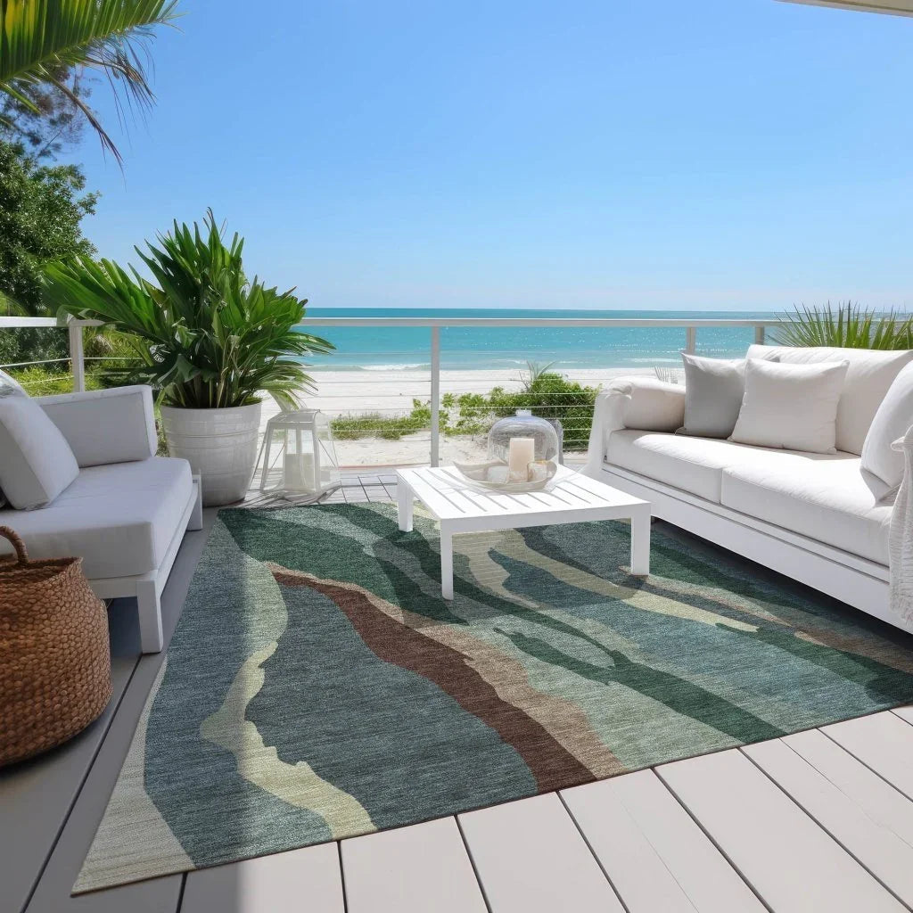 Petala Sage Washable Indoor-Outdoor Rug-Outdoor Rugs-LOOMLAN Rugs-LOOMLAN