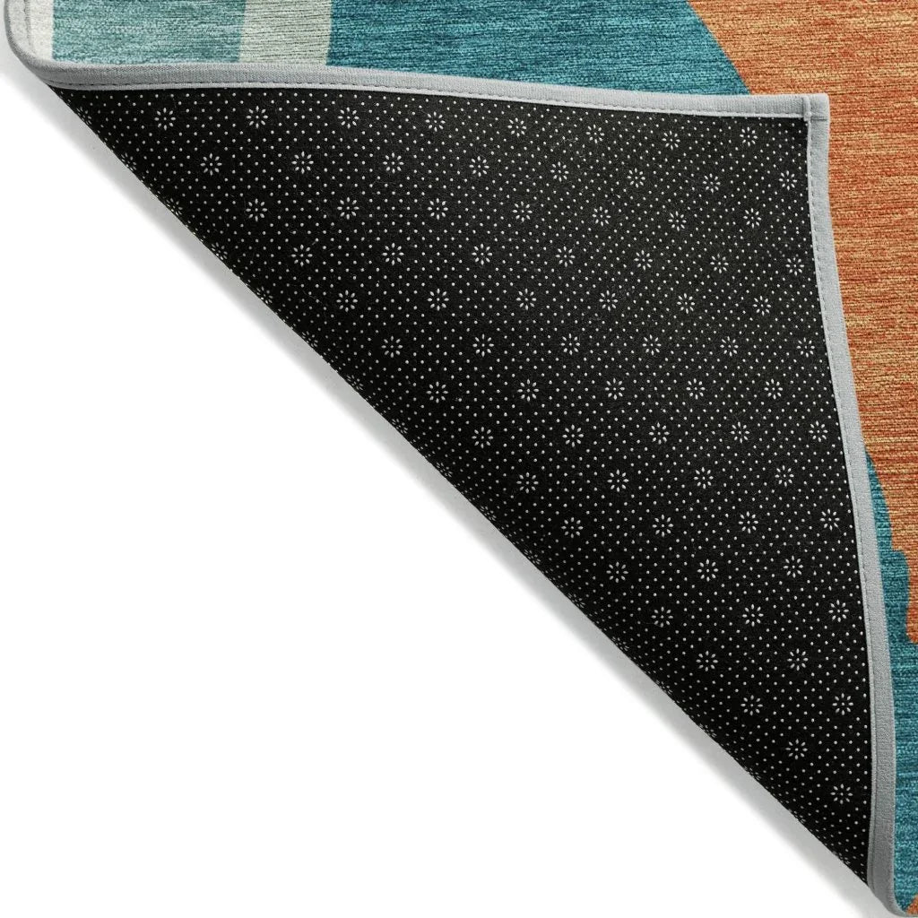 Petala Teal Washable Indoor-Outdoor Rug-Outdoor Rugs-LOOMLAN Rugs-LOOMLAN