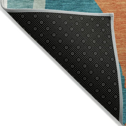 Petala Teal Washable Indoor-Outdoor Rug-Outdoor Rugs-LOOMLAN Rugs-LOOMLAN