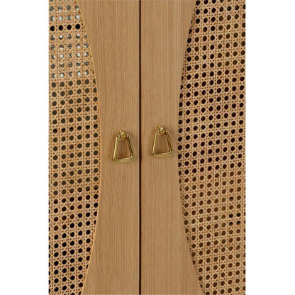 Petite Caned Natural Wood Framed Bar Cabinet-Home Bar Cabinets-Chelsea House-LOOMLAN