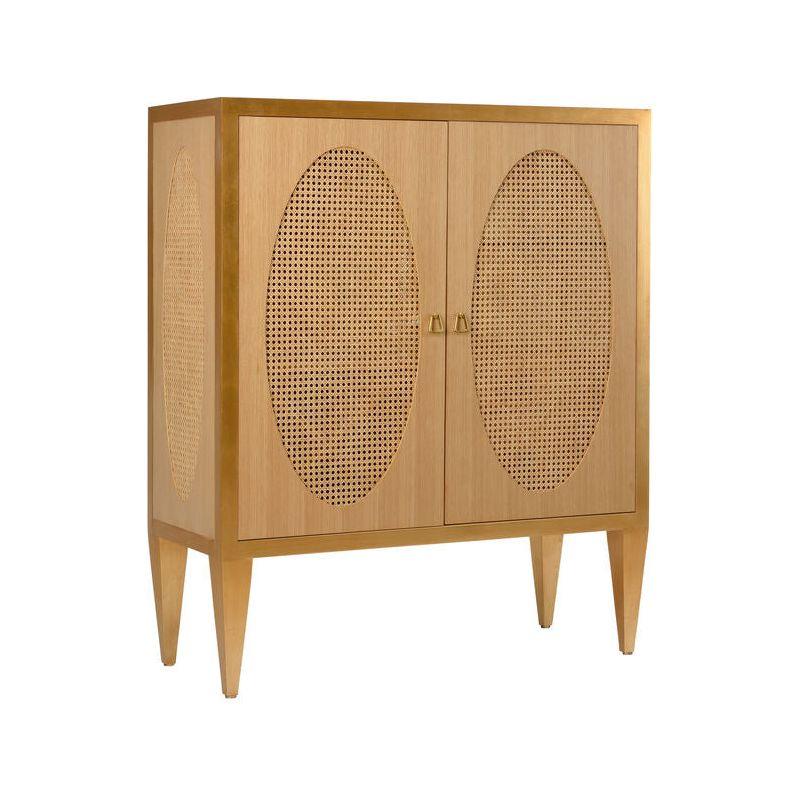 Petite Caned Natural Wood Framed Bar Cabinet-Home Bar Cabinets-Chelsea House-LOOMLAN