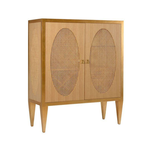 Petite Caned Natural Wood Framed Bar Cabinet-Home Bar Cabinets-Chelsea House-LOOMLAN