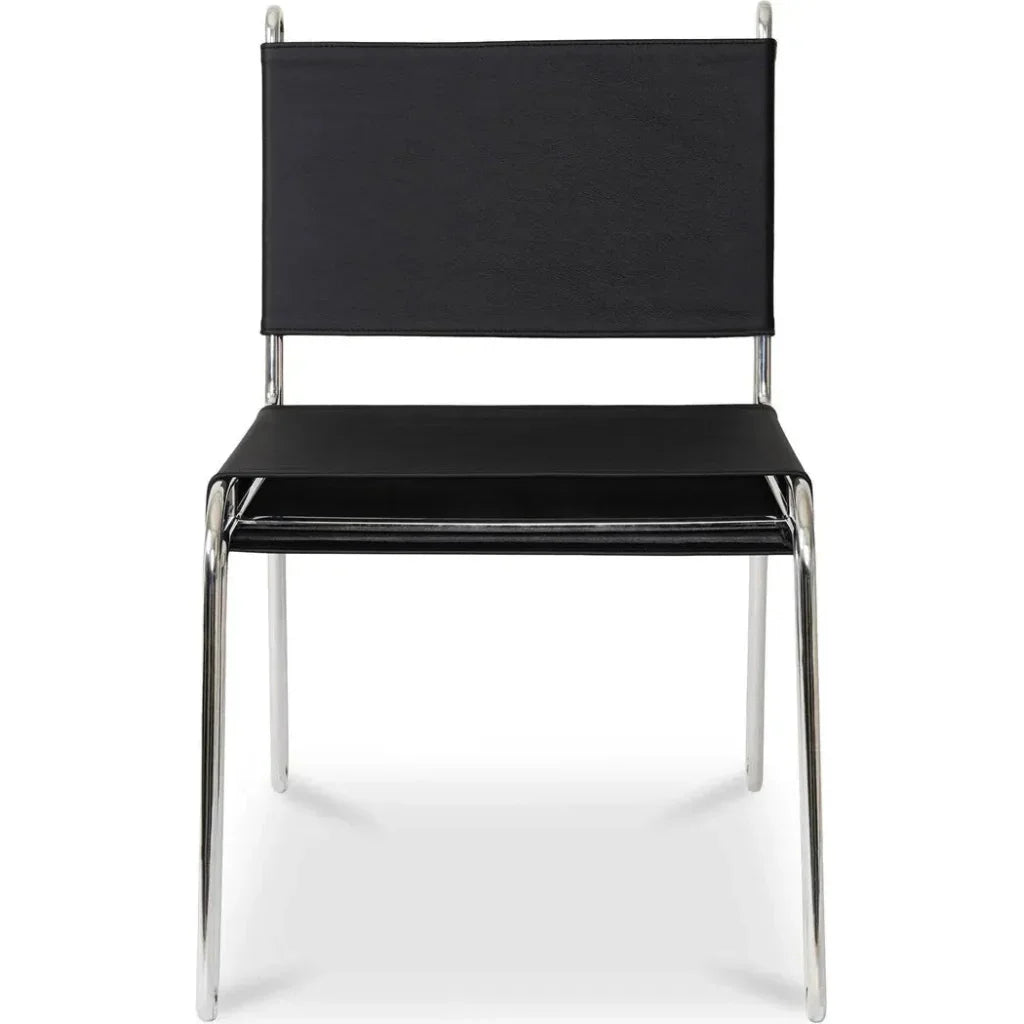 Petra Black Leather Armless Accent Chair - LOOMLAN - Moe's Home - Accent Chairs